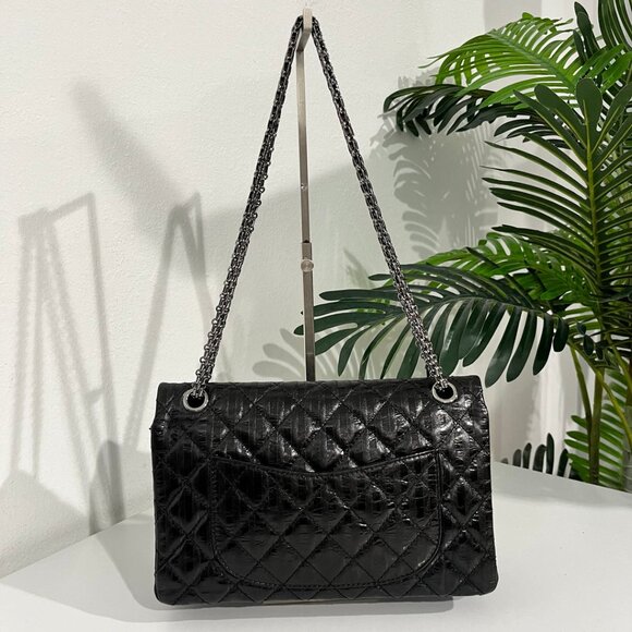 Chanel Black Striped Calfskin 2.55 Reissue 226 Double Flap Bag - Picture 7 of 15